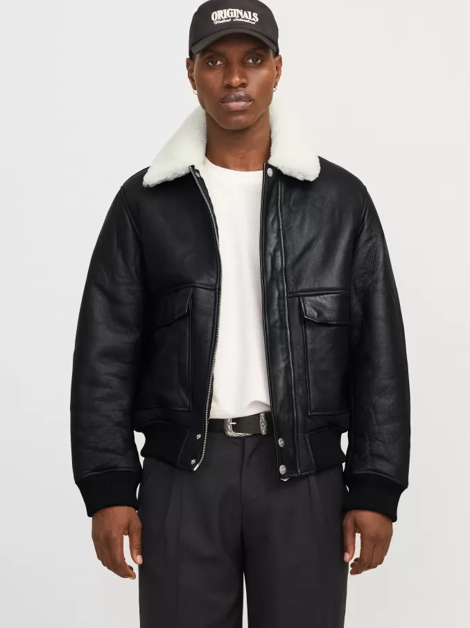 Lamb Leather Aviator jacket-Jack & Jones Discount