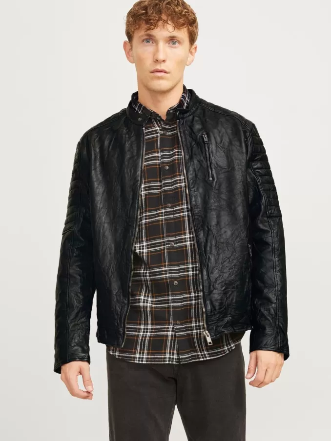 Leather jacket-Jack & Jones Cheap