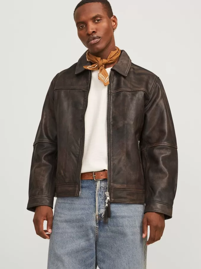 Leather jacket-Jack & Jones Cheap