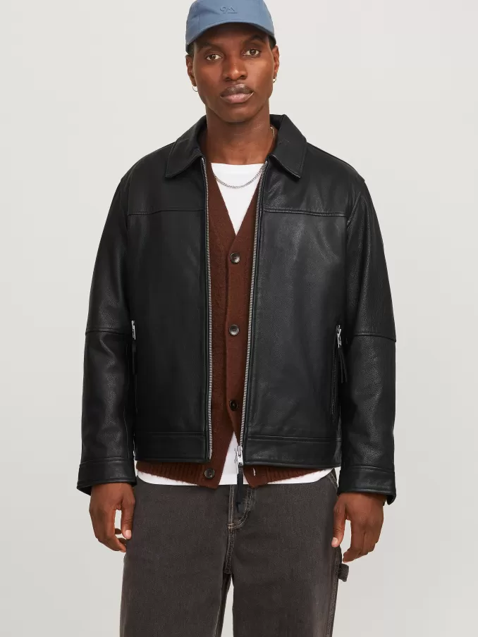 Leather jacket-Jack & Jones Sale