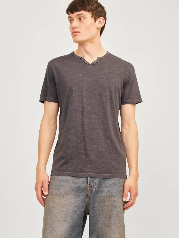 Melange Split Neck T-shirt-Jack & Jones Hot