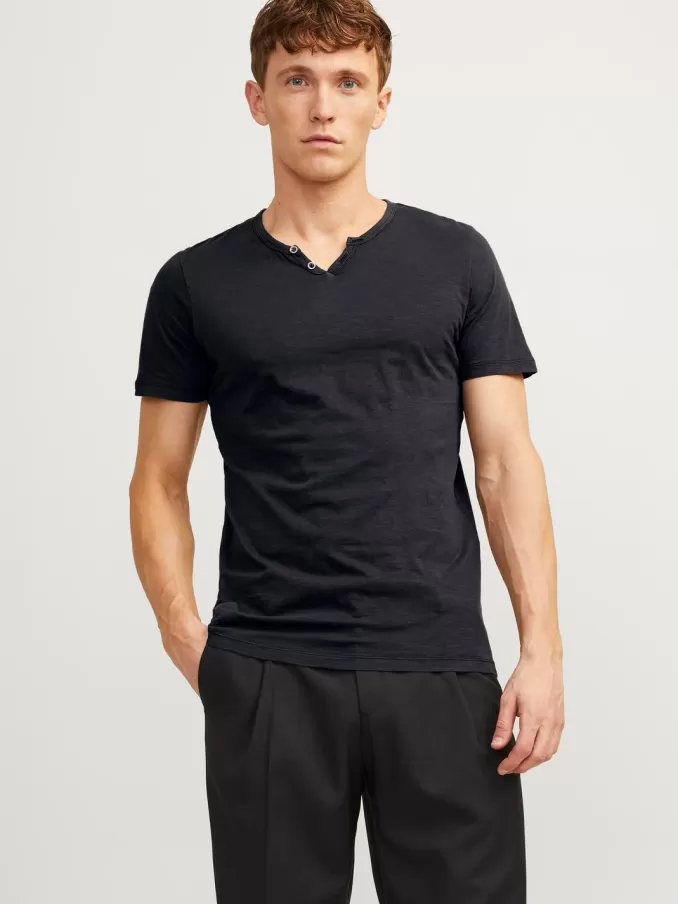 Melange Split Neck T-shirt-Jack & Jones Store