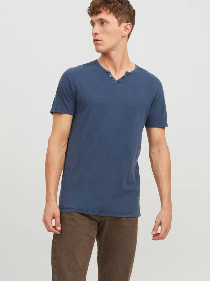 Melange Split Neck T-shirt-Jack & Jones Clearance