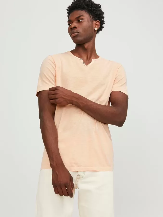 Melange Split Neck T-shirt-Jack & Jones Discount