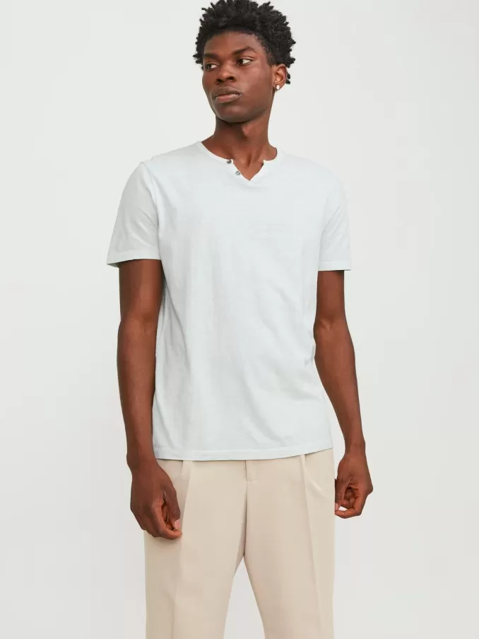 Melange Split Neck T-shirt-Jack & Jones Cheap