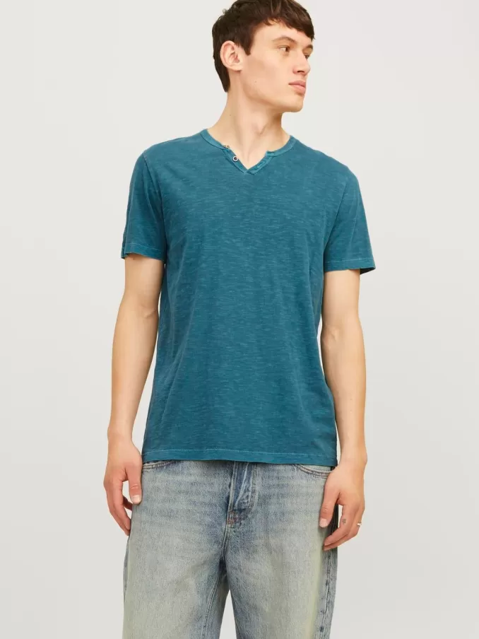 Melange Split Neck T-shirt-Jack & Jones Clearance