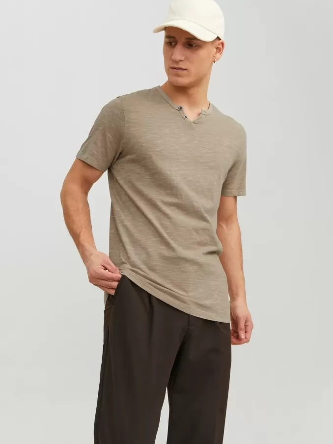 Melange Split Neck T-shirt-Jack & Jones Outlet