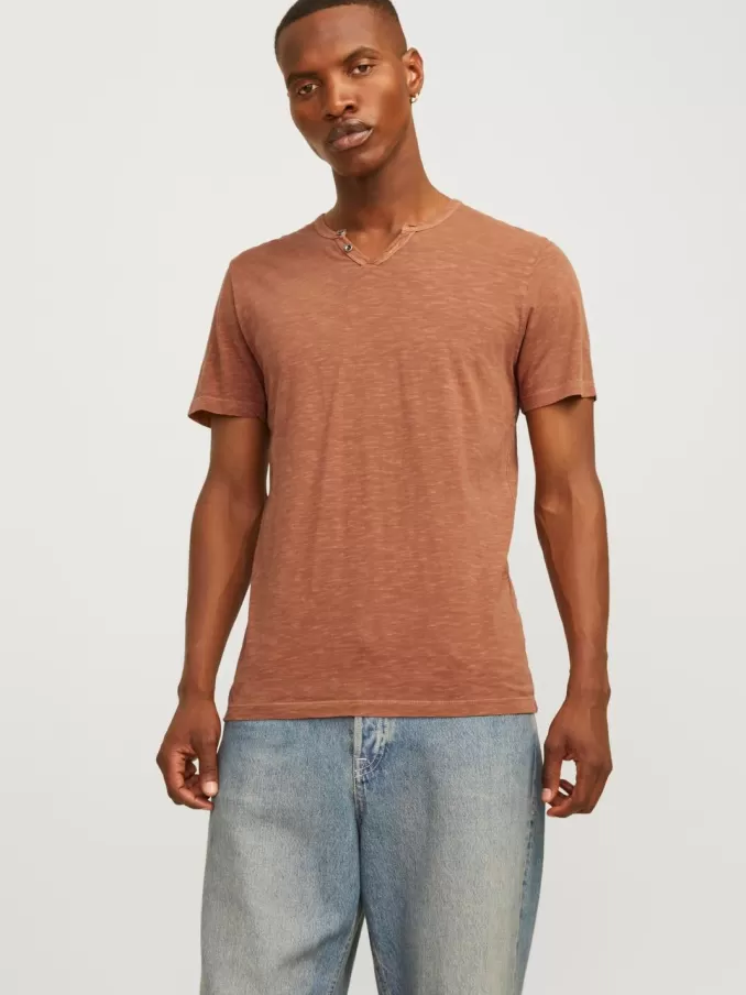 Melange Split Neck T-shirt-Jack & Jones Hot