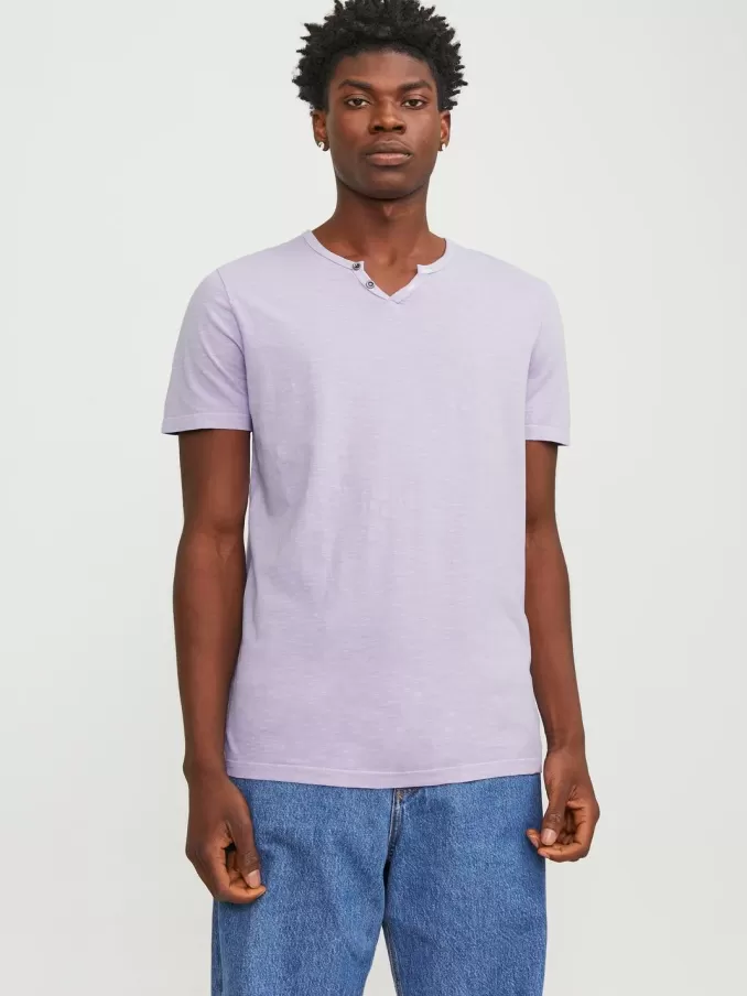 Melange Split Neck T-shirt-Jack & Jones Clearance