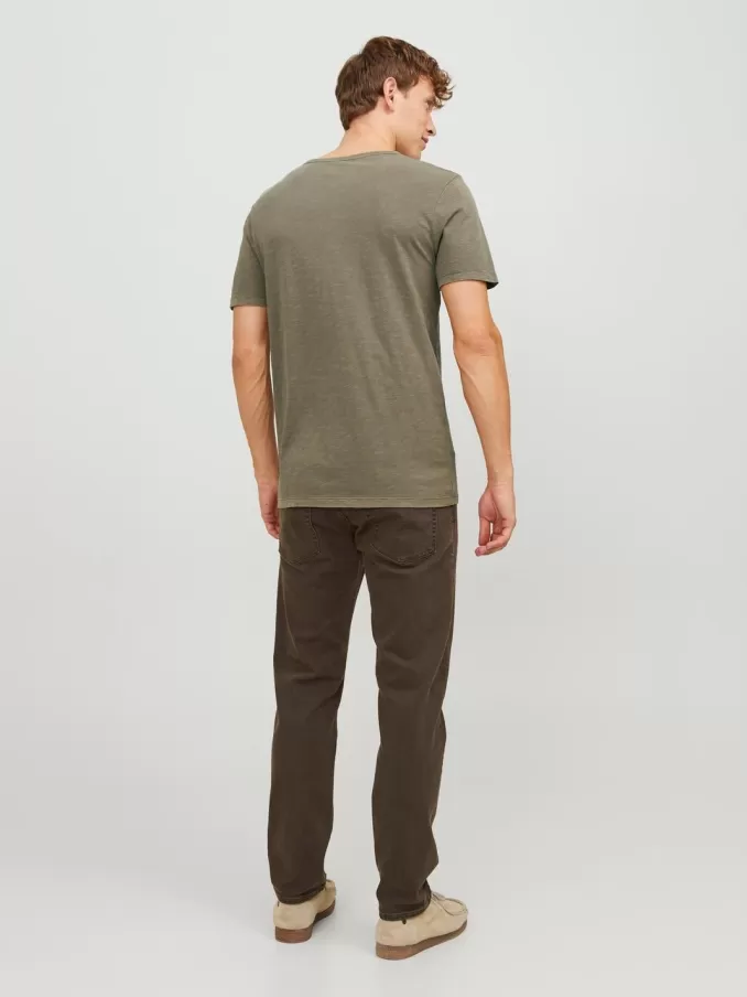 Melange Split Neck T-shirt-Jack & Jones Discount