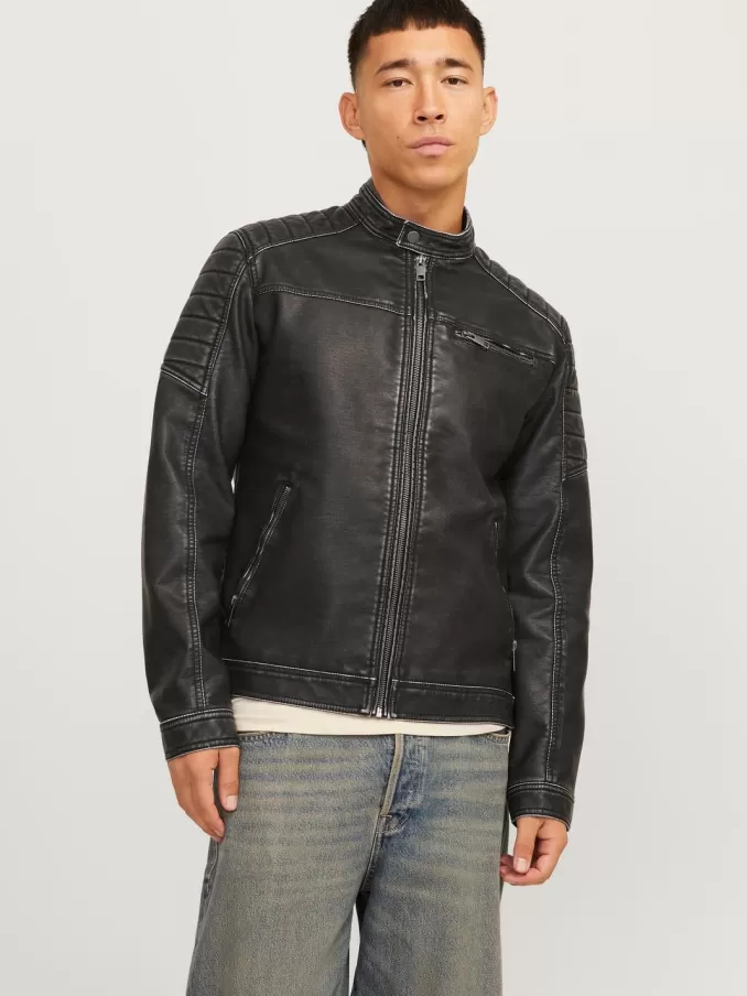 Synthetic leather jacket-Jack & Jones Cheap