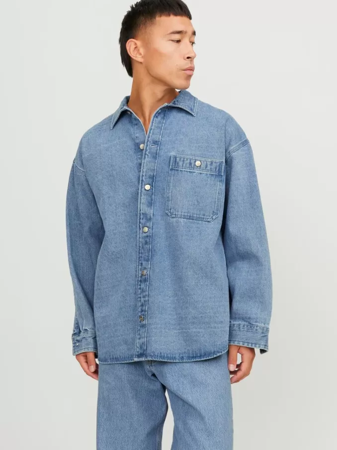 Wide Fit Denim Shirt-Jack & Jones Outlet