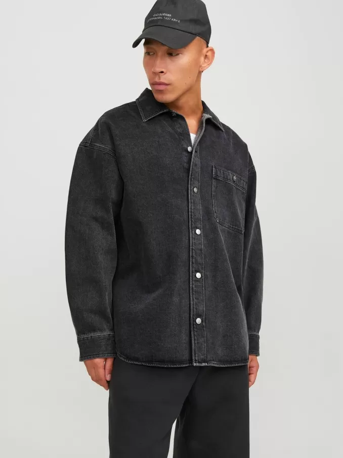 Wide Fit Denim Shirt-Jack & Jones Cheap